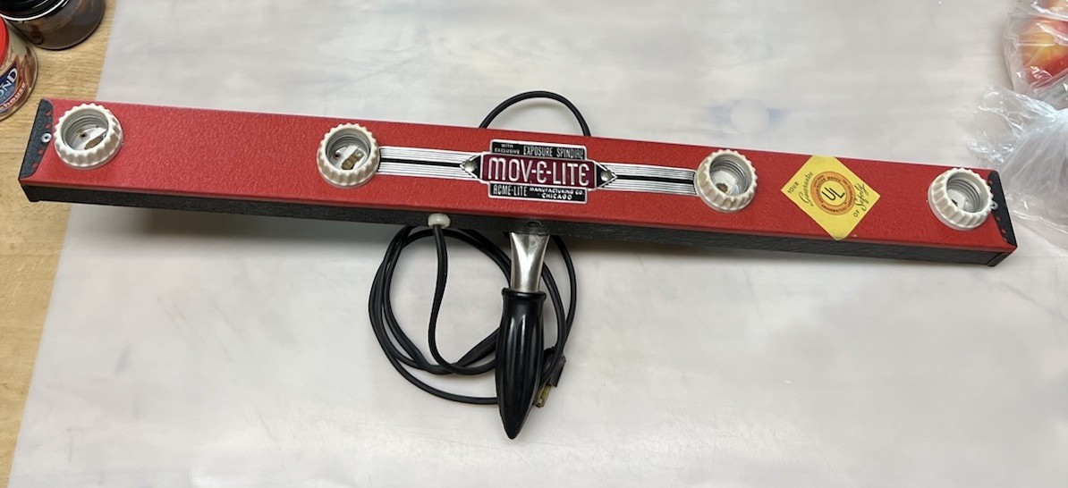 Vintage ACME Movie Camera Strip W/Handle Light 4-Bulb
