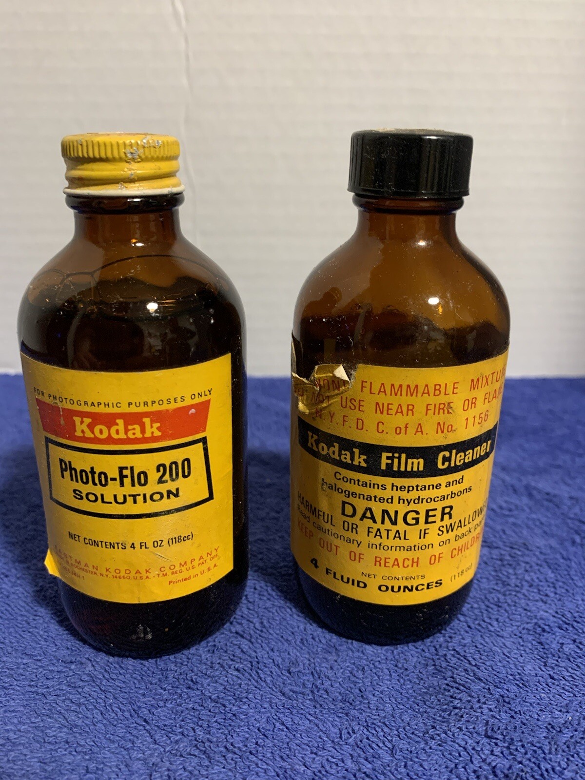 Vtg EASTMAN KODAK Film Cleaner B-359 6809 4oz Bottle & Photo-Flo 200 90% full