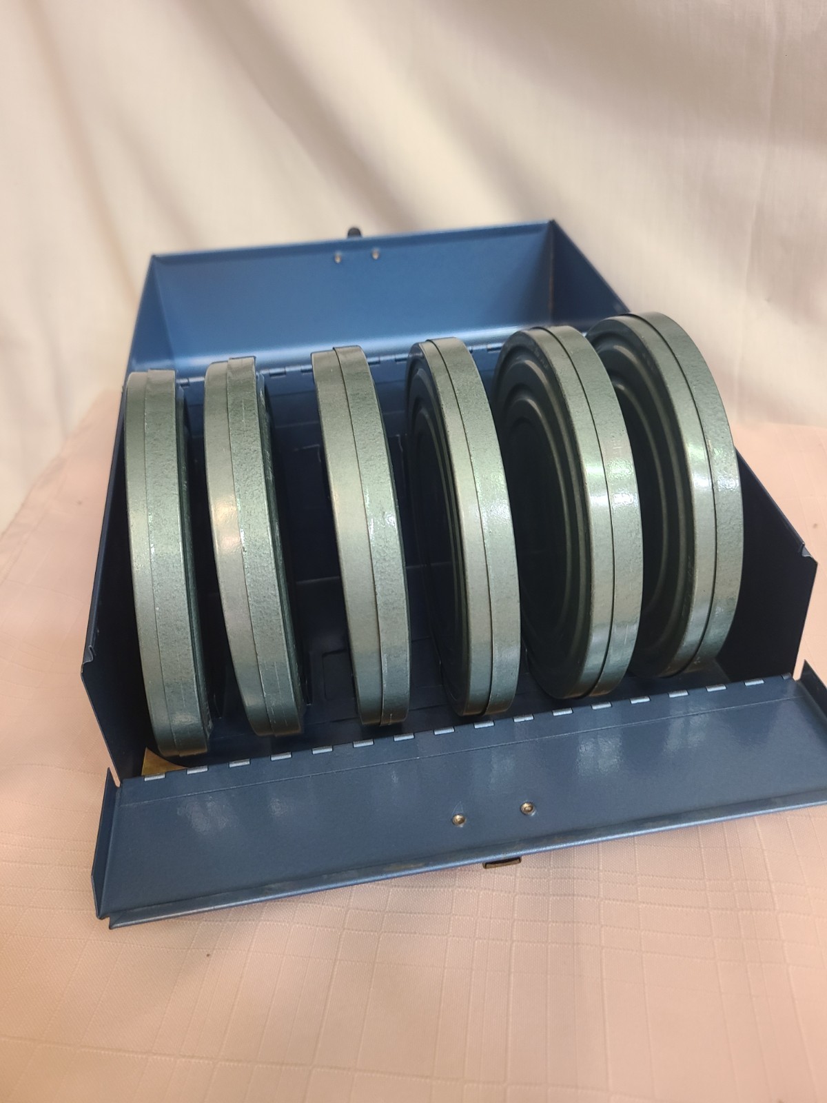 Metal 8mm Film Reel Storage Case with 6 Empty Reels