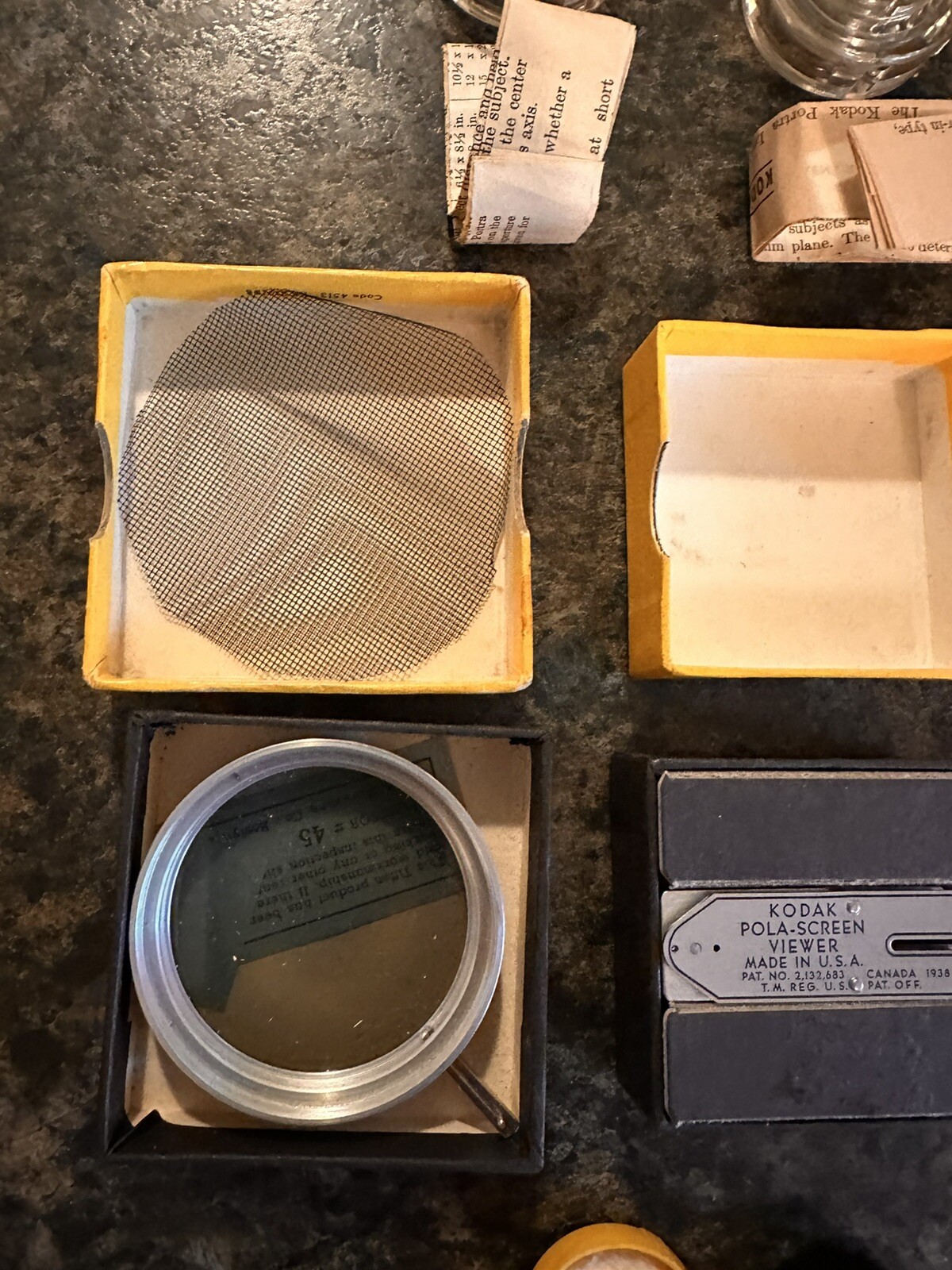 Lot Of 8-Kodak Pola-Screen, Series 6 Pola Lens, Porta Lens, Adaptor Ring