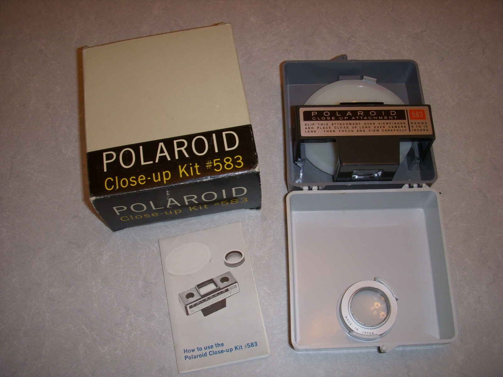 Vintage POLAROID CLOSE-UP KIT #583 FOR CAMERAS, ORIGINAL BOX, CASE, AND MANUAL!