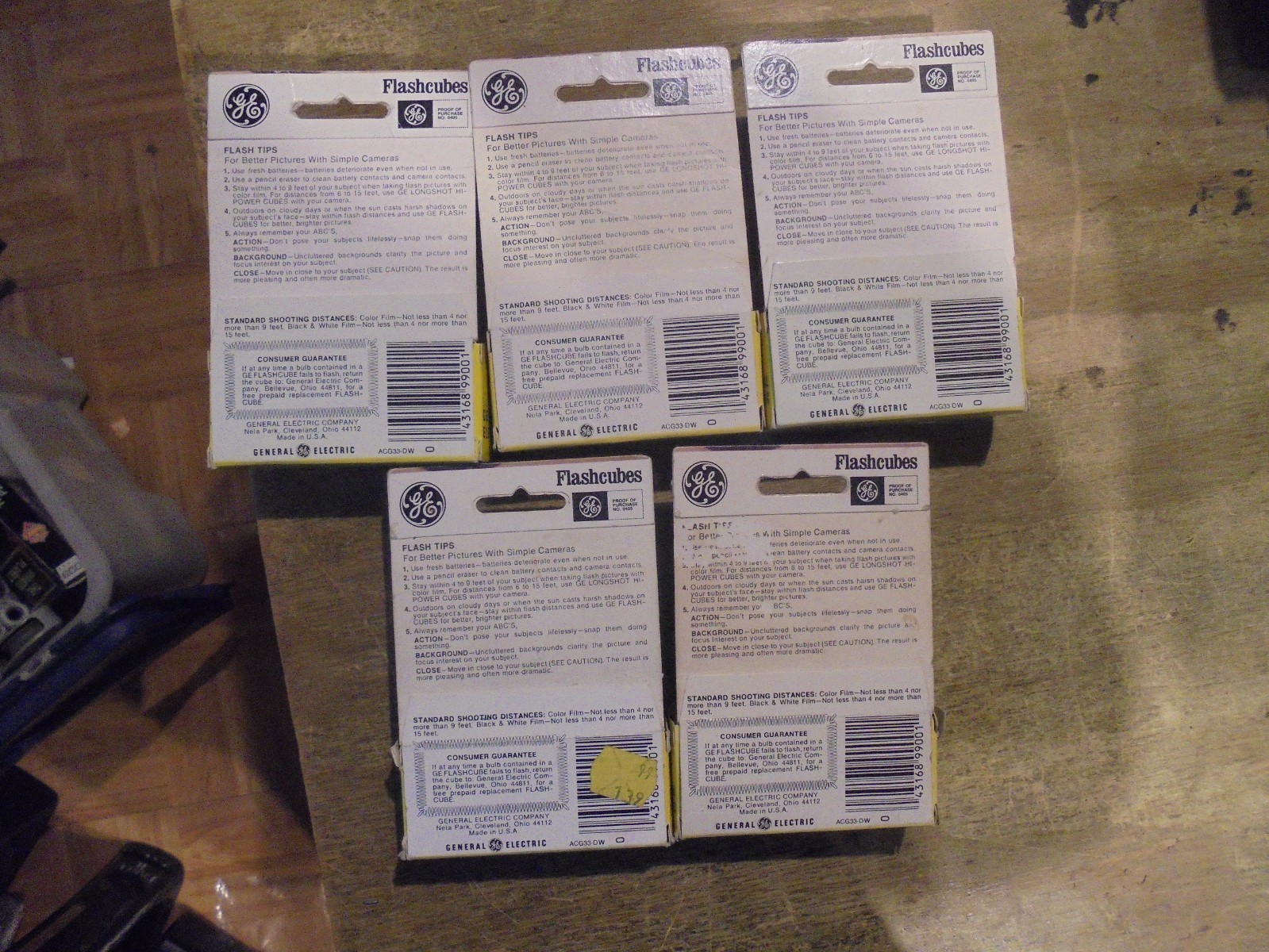 5-Boxes of GE Flashcubes 15 Cubes 60 Flashes NEW Vintage G.E. General Electric