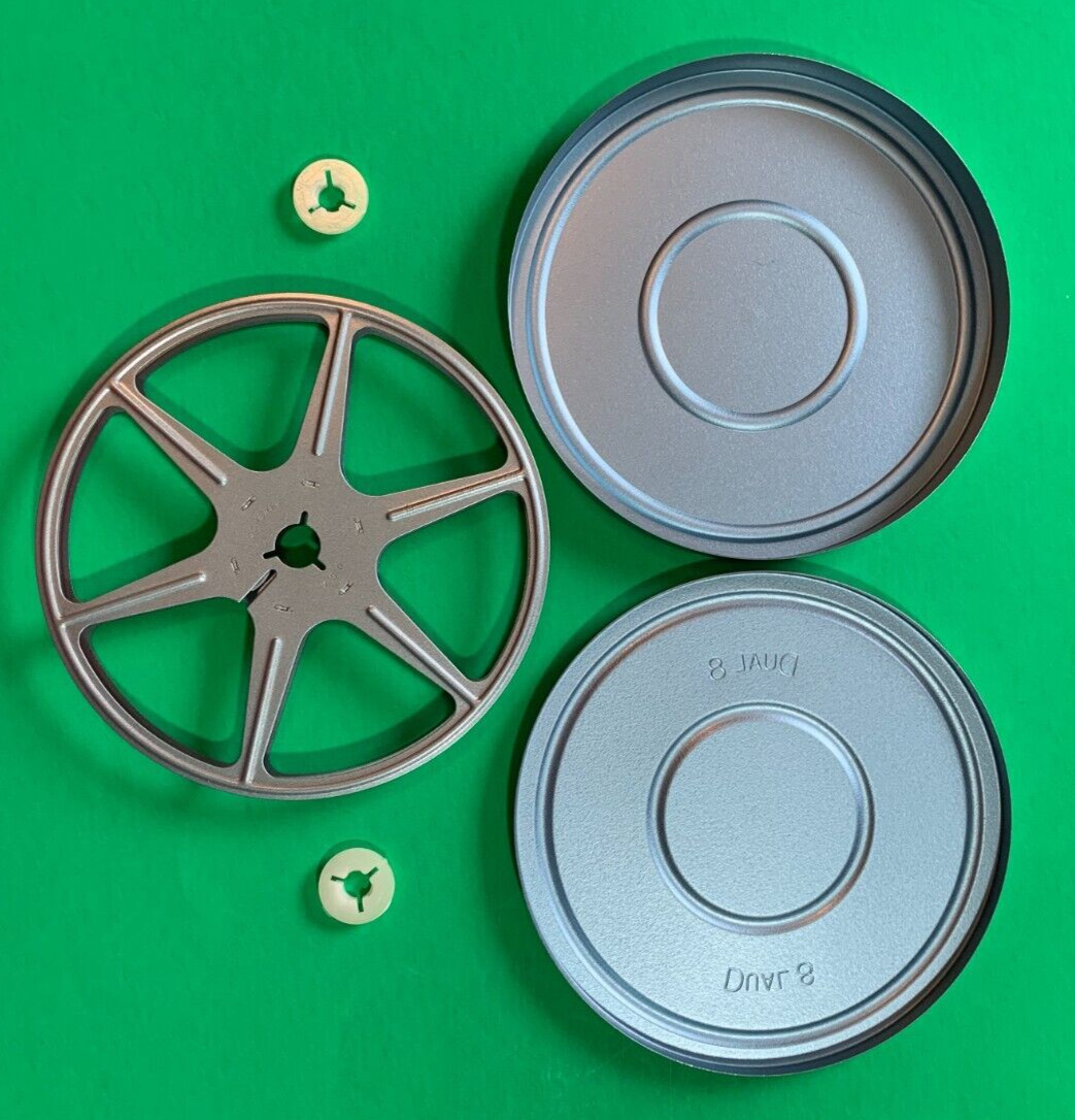 LOT of 12 Unused Dual 8 Scherer Movie Reels + Cans + Inserts + Metal Carry Case