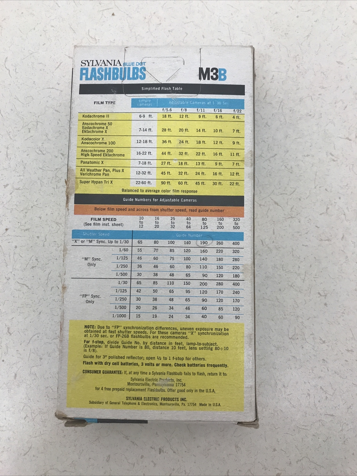 VINTAGE SYLVANIA BLUE DOT M3B FLASHBULBS – 12 bulbs in box