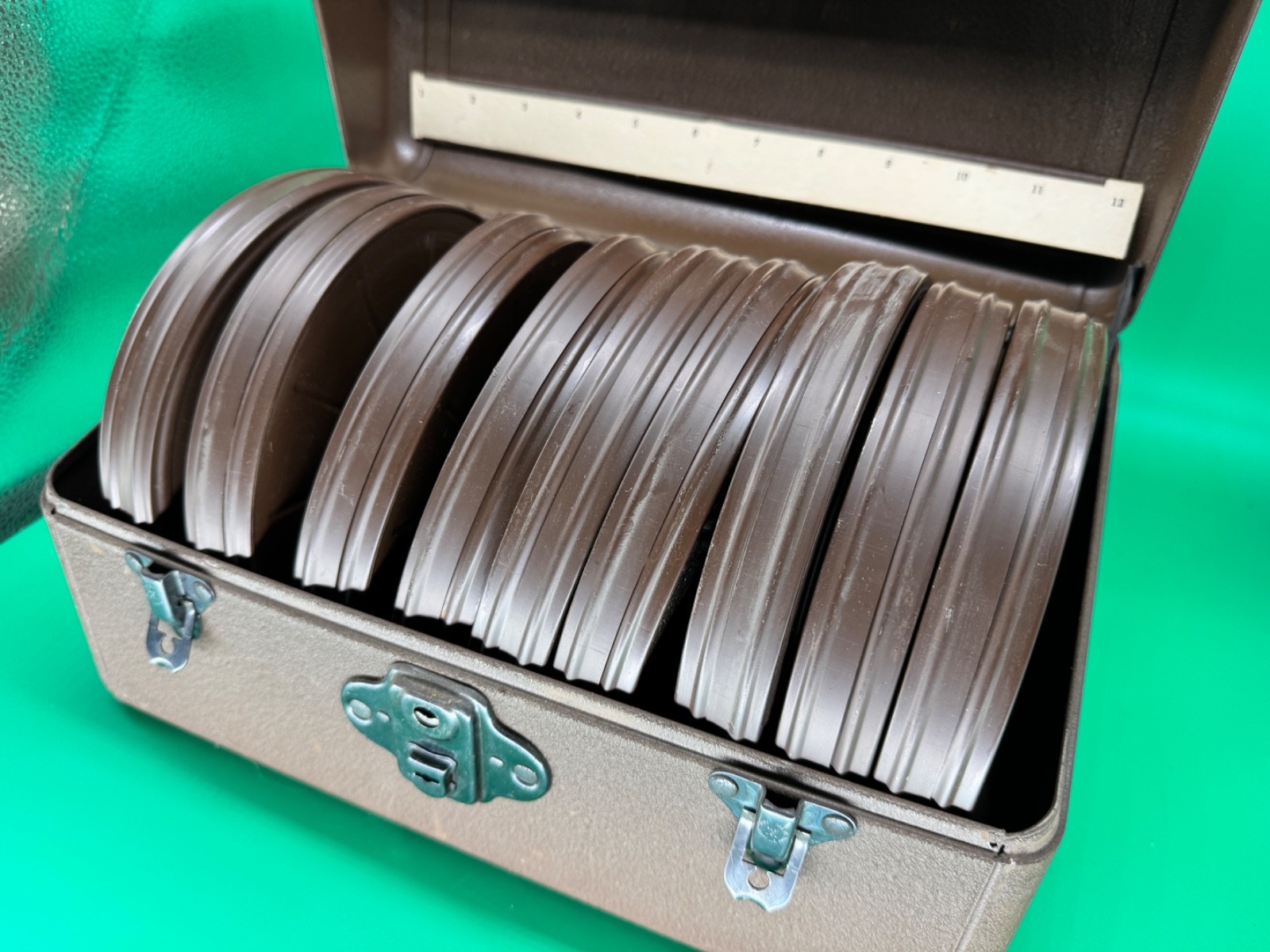 Vintage Simonson Metal Co Film Reel Metal Storage Box w/Cases (NICE PATINA)
