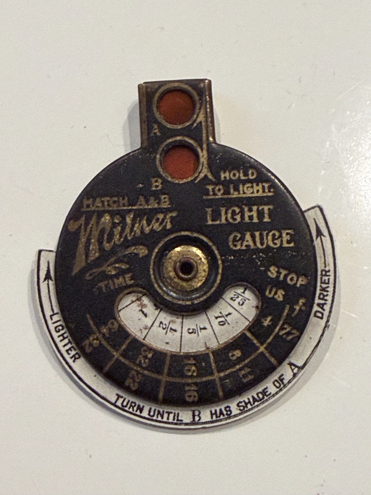 Milner Light Gauge Meter 1918 Extinction Meter Vintage Collectible￼ actinometer