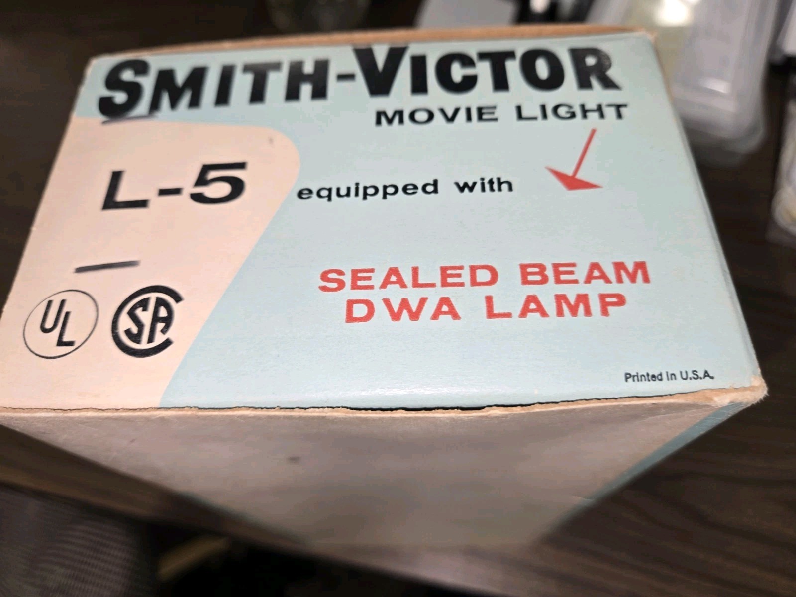 Smith Victor L-5 Movie Light Sealed Beam Dwa Lamp In Box Vintage