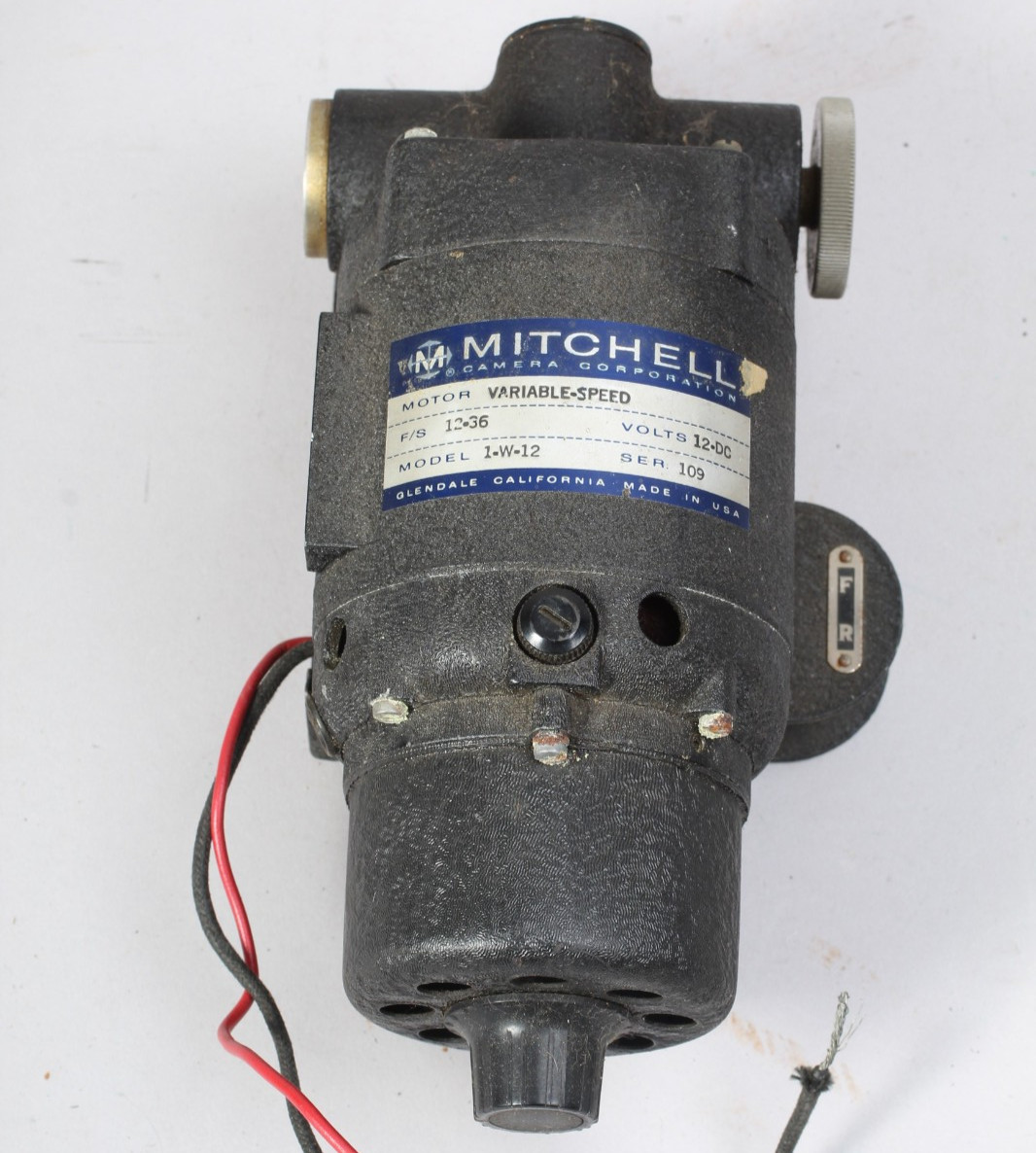 MITCHELL CAMERA VARIABLE SPEED MOTOR MODEL 1-W-12 FOR MOVIE CAMERA UNTESTED