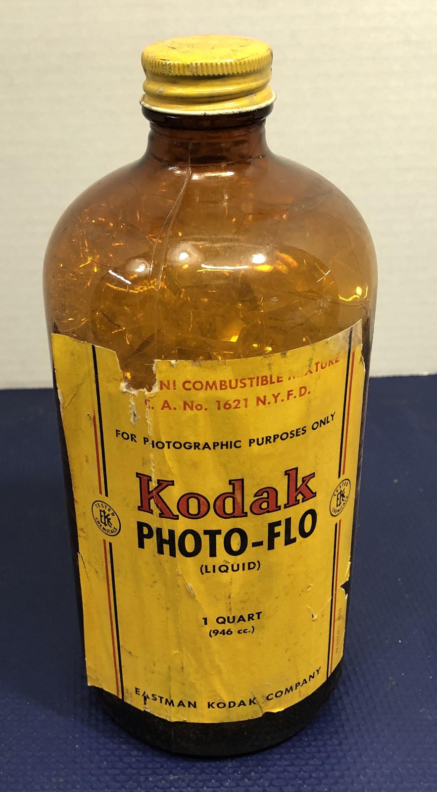 Kodak Photo-Flo Brown Amber Glass Bottle 1 Quart vintage camera