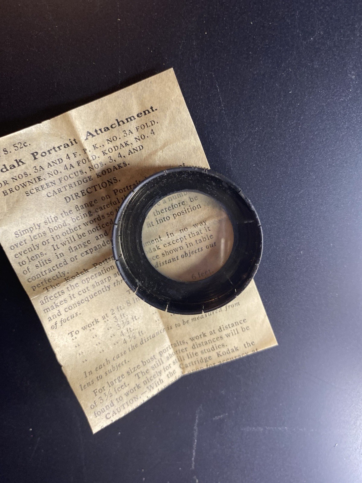 Kodak Portrait Attachment Lens for No. 3A, 4 F.P.K., Fold Brownie, Fold Kodak