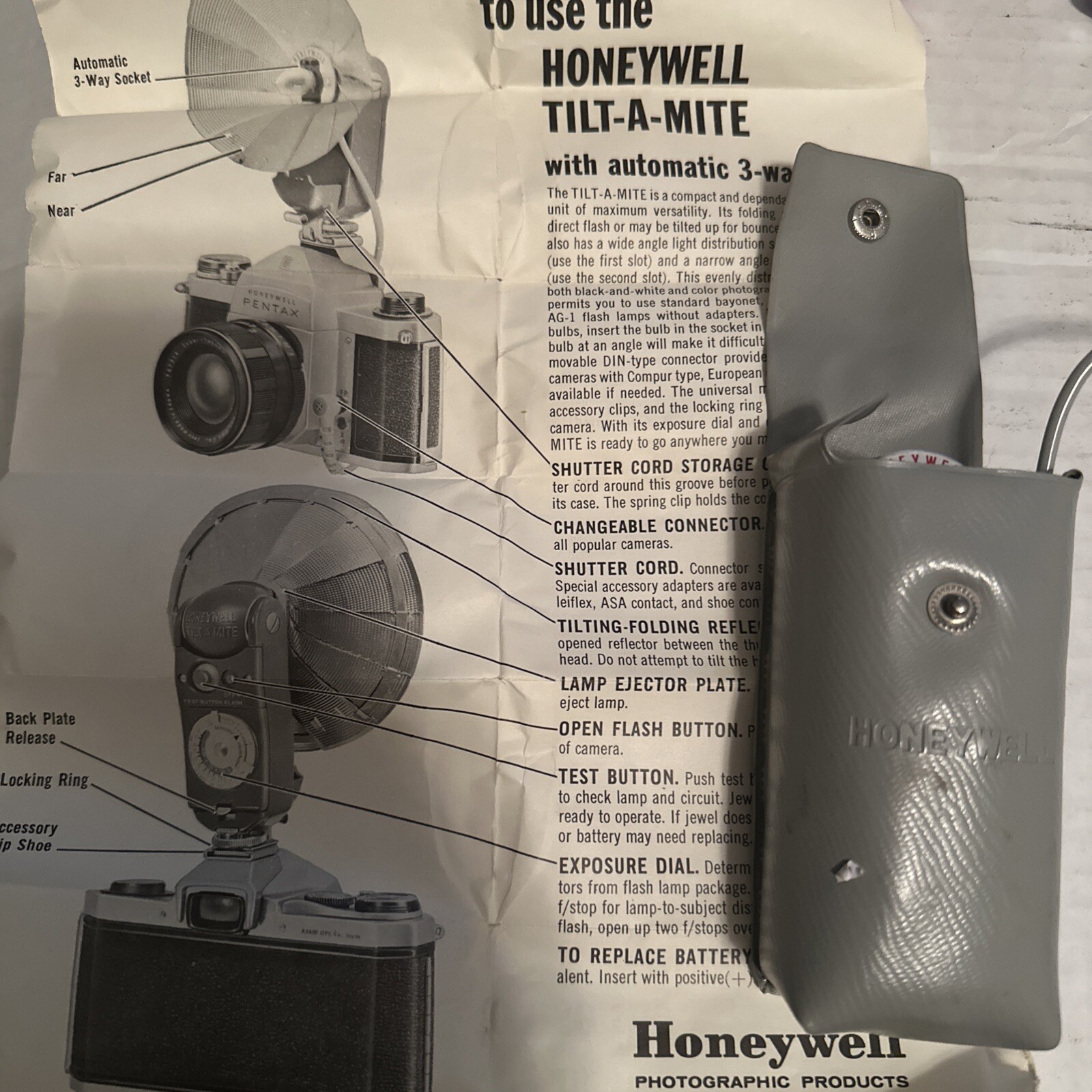 Vintage Honeywell Tilt-A-Mite Camera Flash Unit Fan Style made in Japan