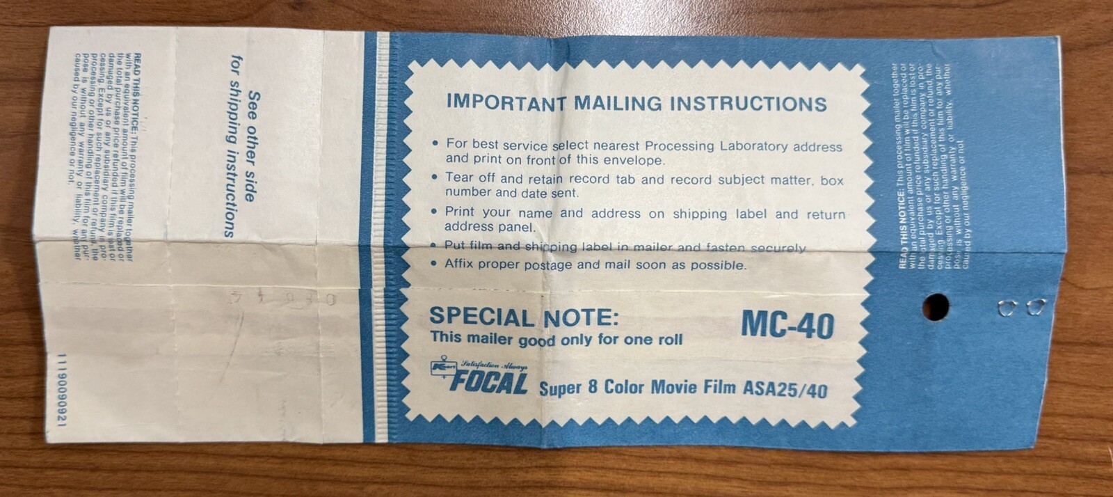 Vintage Kmart Focal Processing Service Film Envelope Ephemera