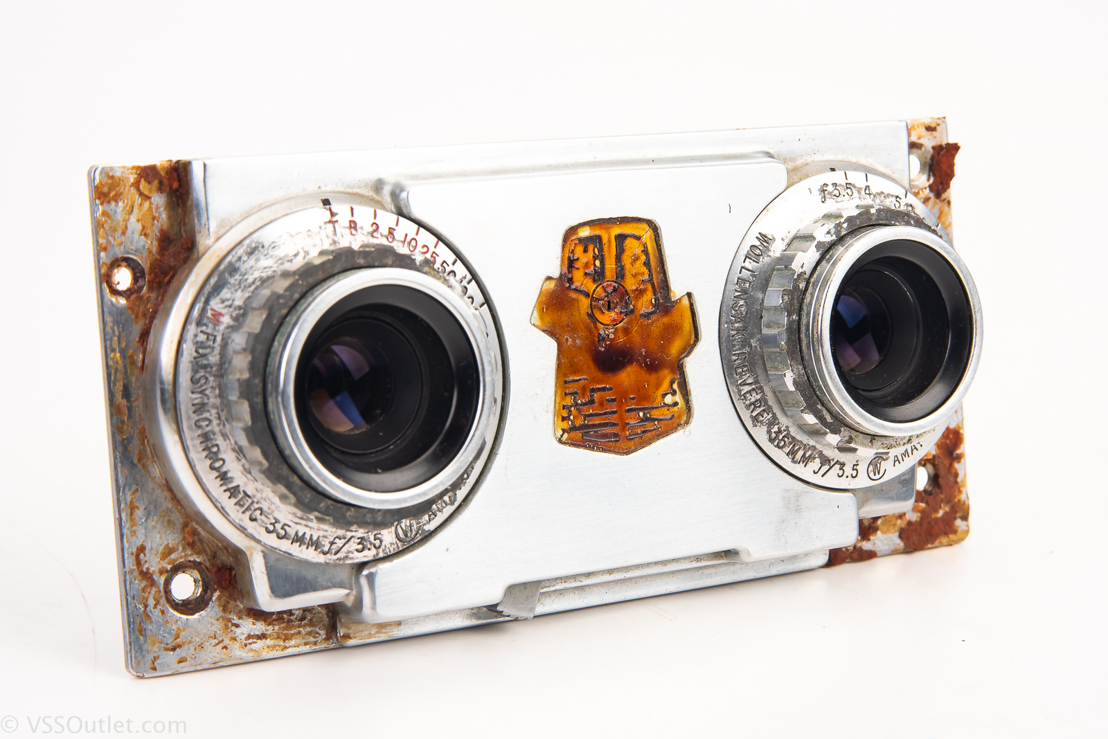 Revere Stereo 33 Camera Twin Amaton 35mm f/3.5 Lens & Shutter Assembly AS-IS V24