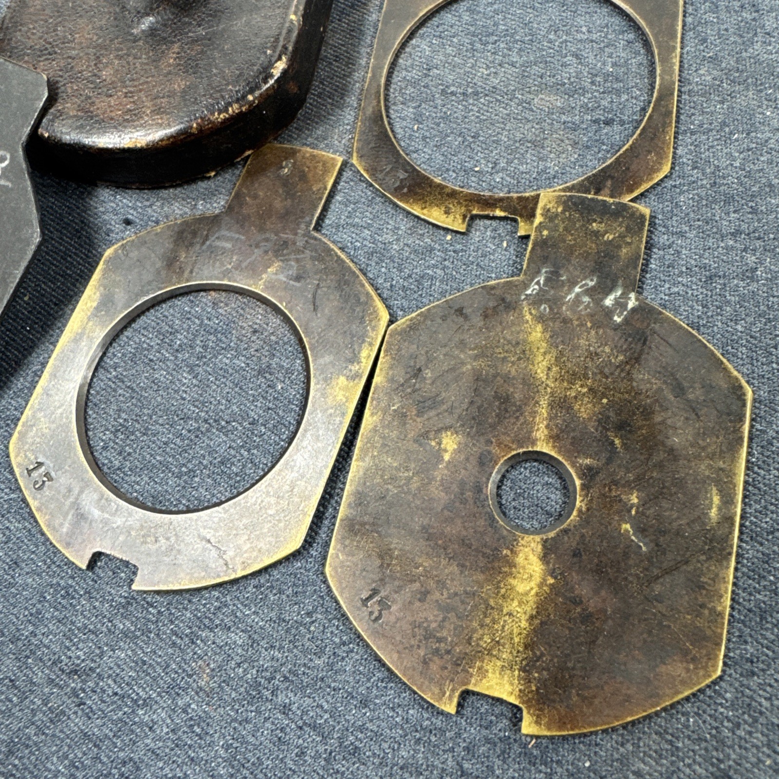 Set of 3 Waterhouse Aperture Stops for Antique Lens with Leather Case