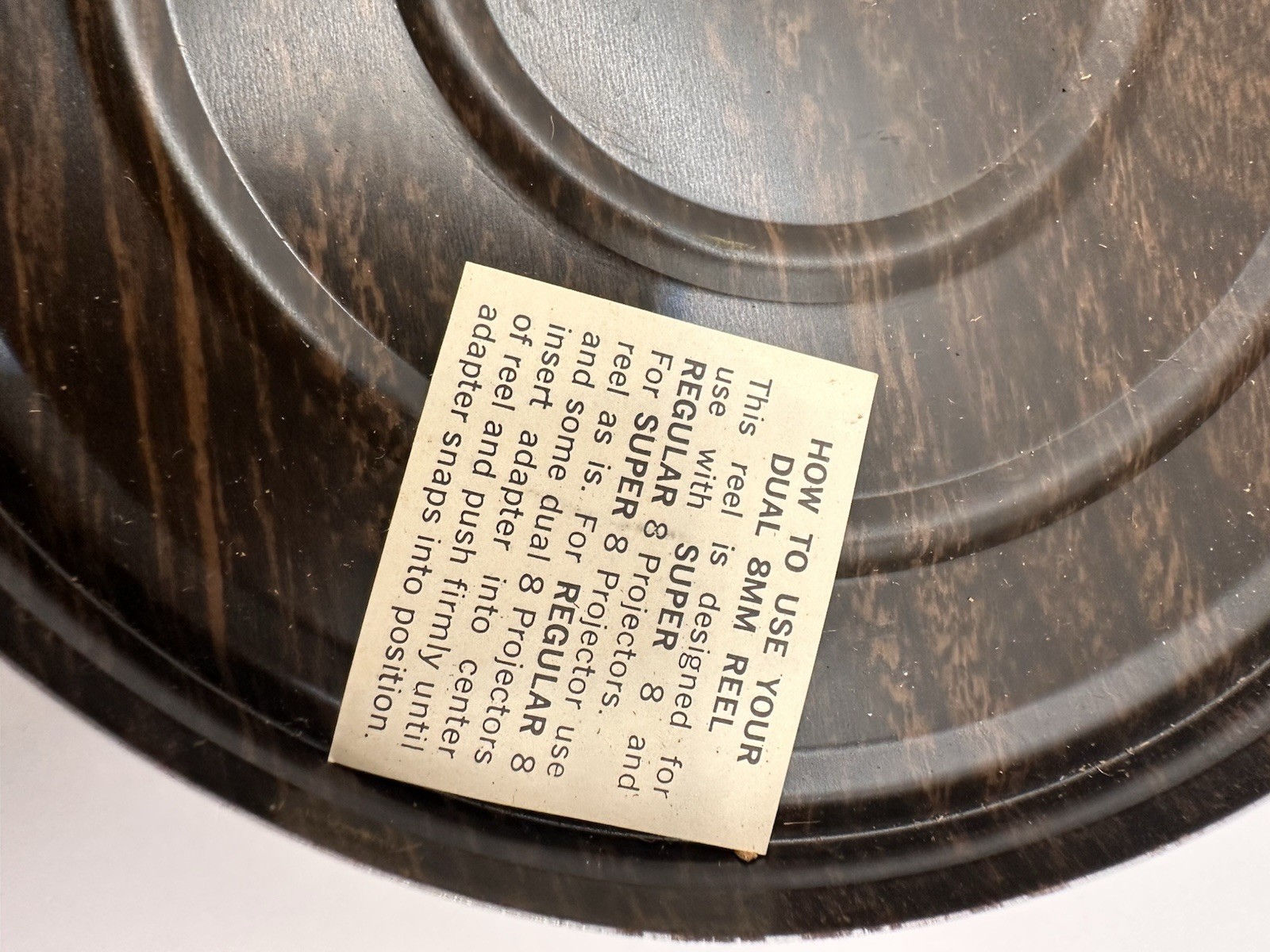 Vintage Harwood Empty 8mm Film Reel Can Faux Wood Flip Top Dual Take Up