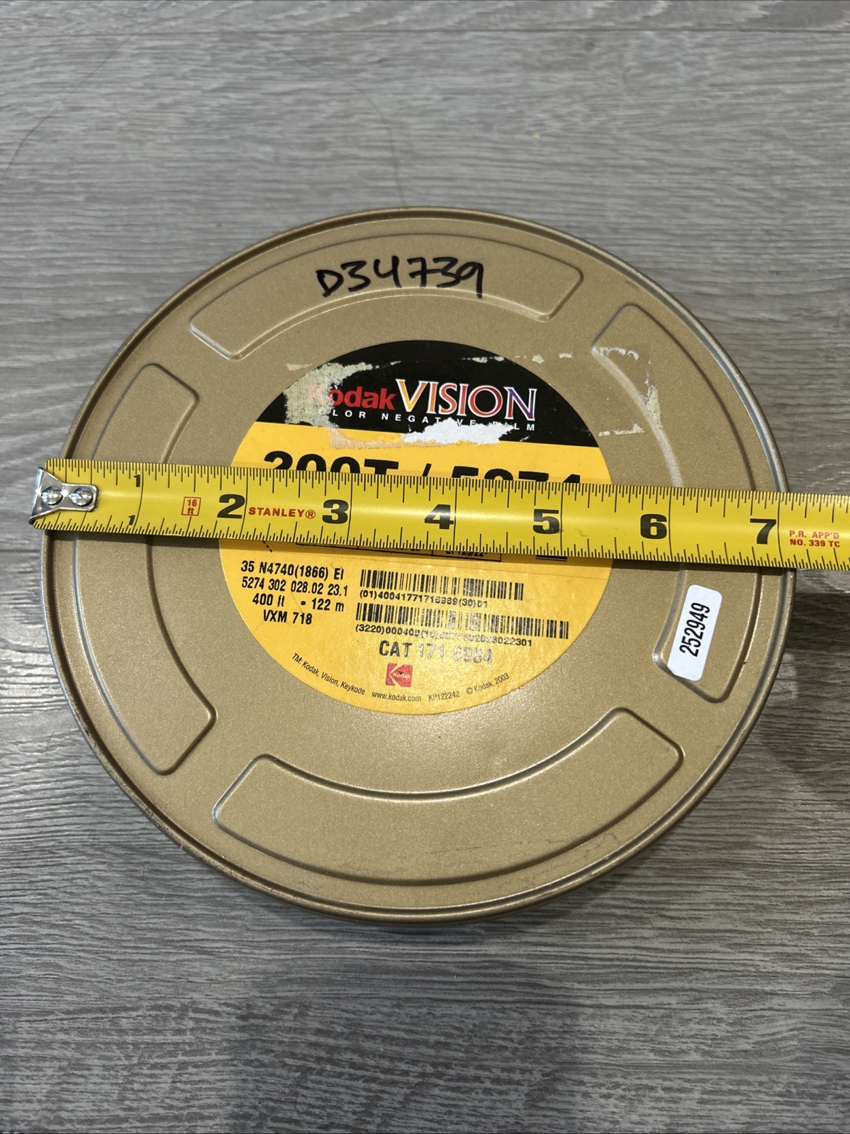 3 Empty Kodak 400ft•122m 35mm 200T/5274 Film Canisters – CANISTERS ONLY