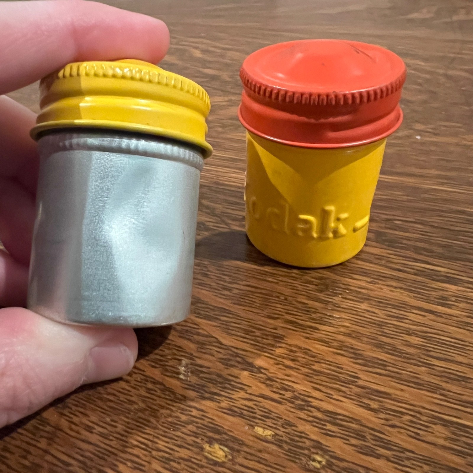 VTG Lot of 2 Kodak Film Roll Embossed Container Metal Tin Can Canister