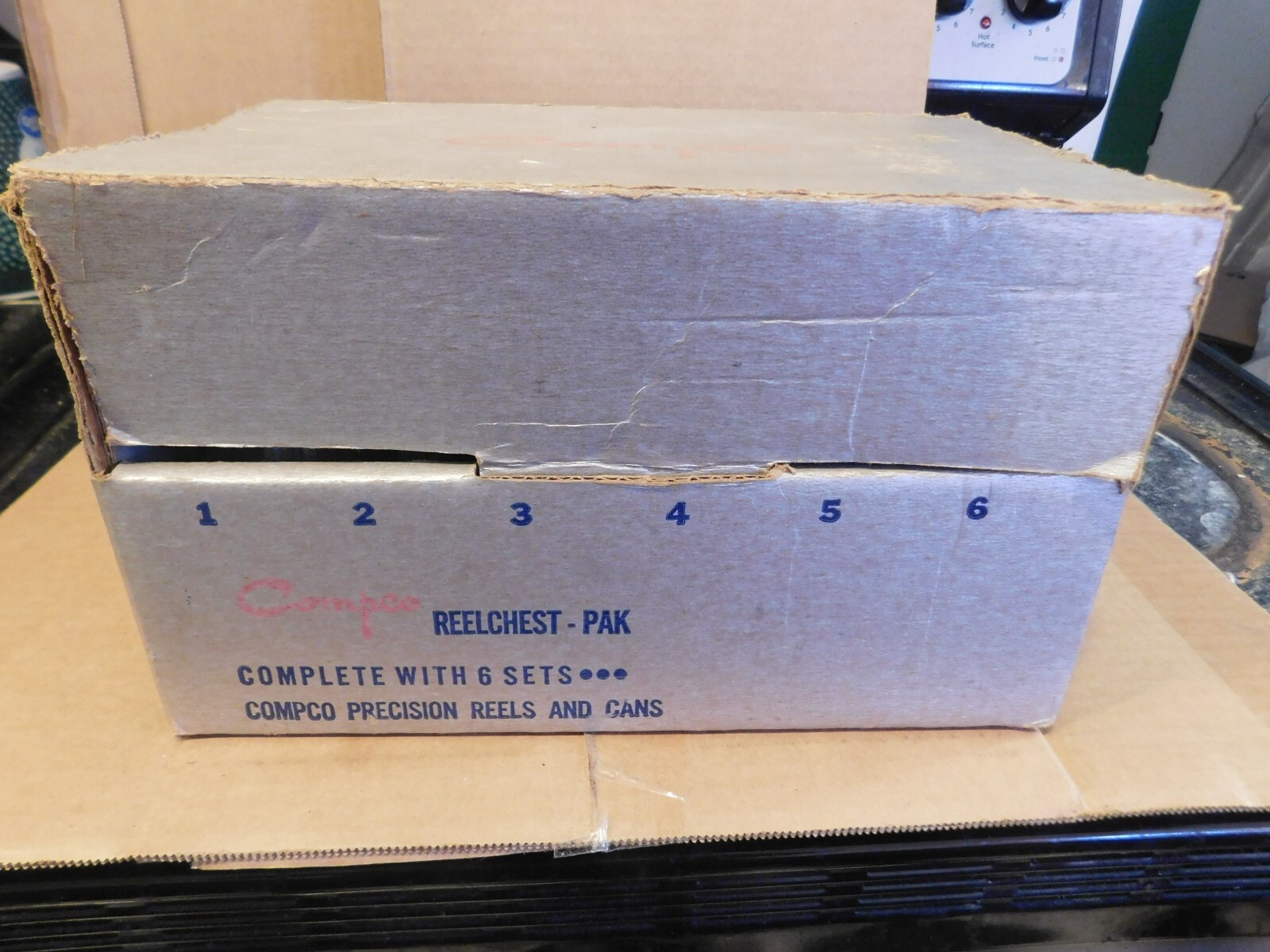 VINTAGE COMPCO REEL CHEST W/CASES AND REELS