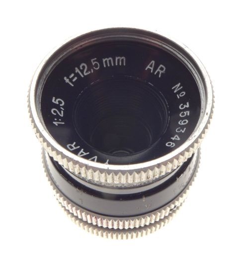 Kern paillard Yvar 1:2.5 f=12.5mm bolex b8 film camera lens caps leather keeper