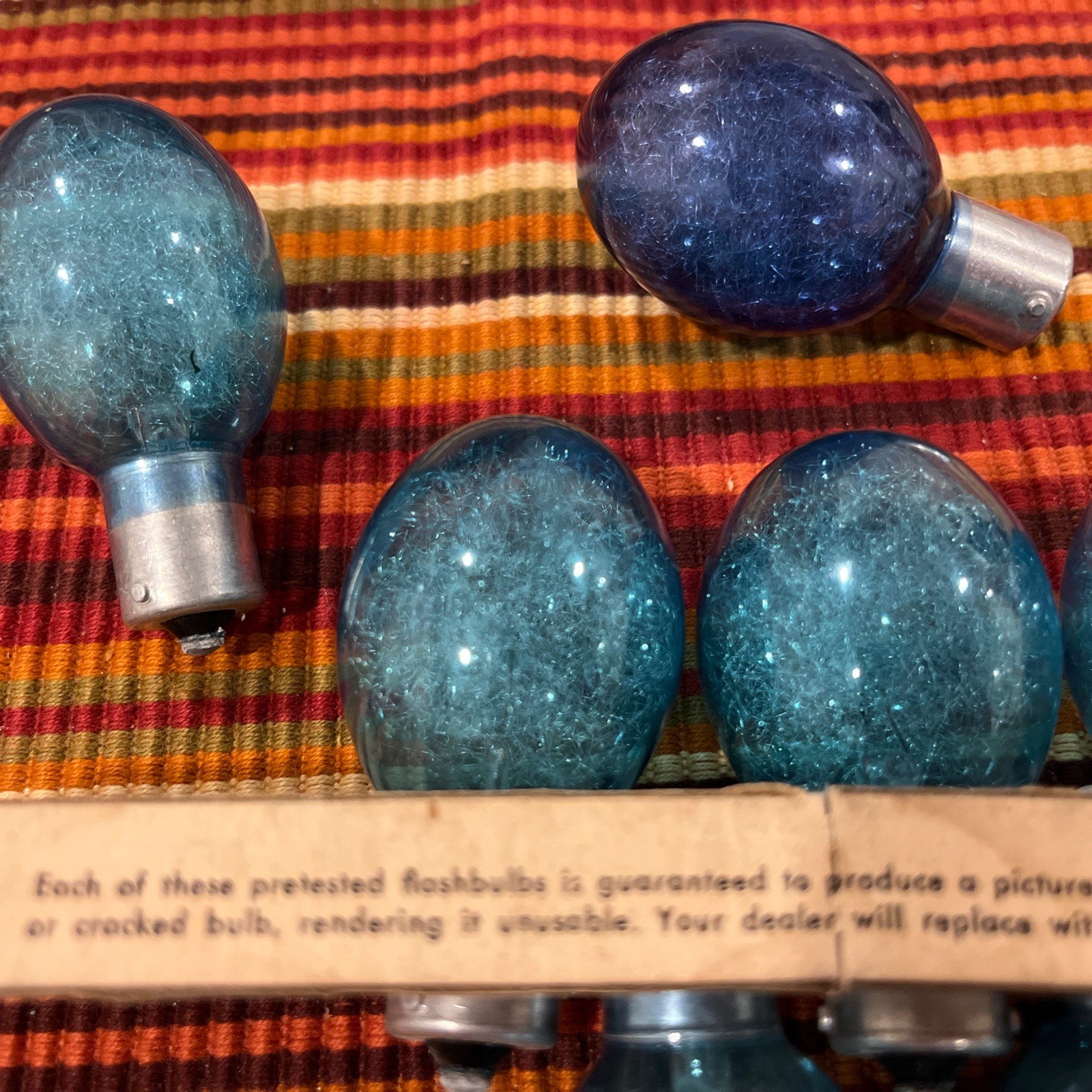 Vintage Lot of 7 Round Flash Bulbs for Camera Blue Bulbs