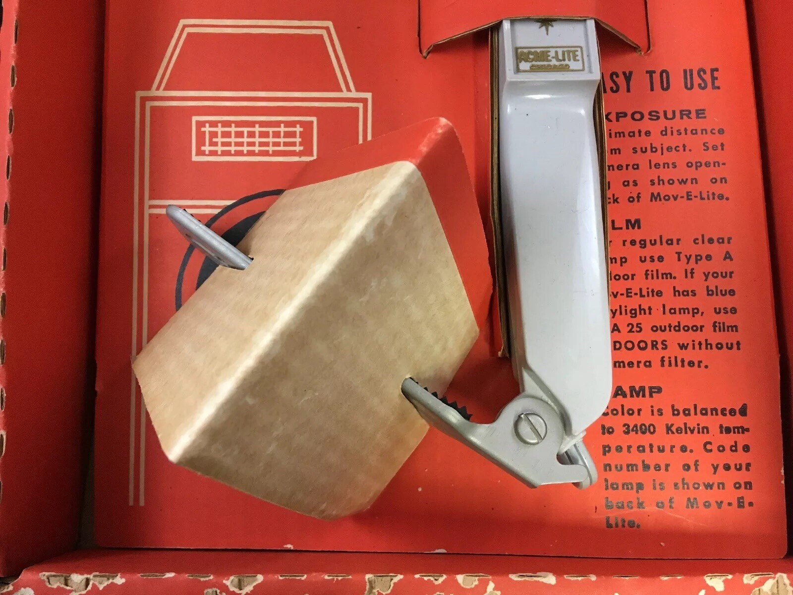 Acme Lite Mov-E-Lite Original Vintage Mounted Camera Light NOS in Package