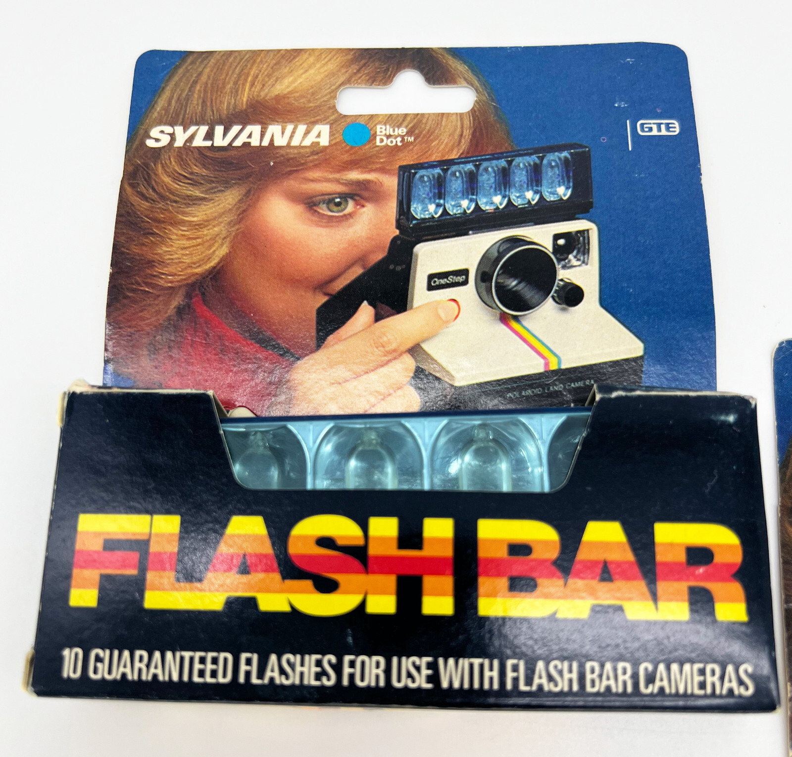 NOS 2 Sealed Packages Sylvania Blue Dot Flash Bar 10 Flash Cube Polaroid Camera