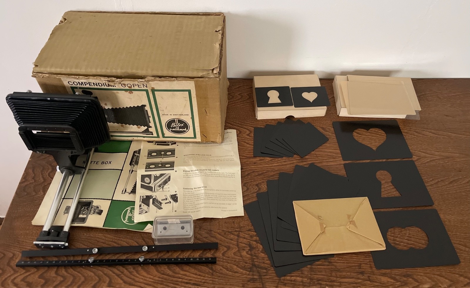 Vintage Rare BOLEX MATTE BOX 16mm Rx 3 Rex 4 Rex 5 & SBM W/Orig Masks Box & Acc