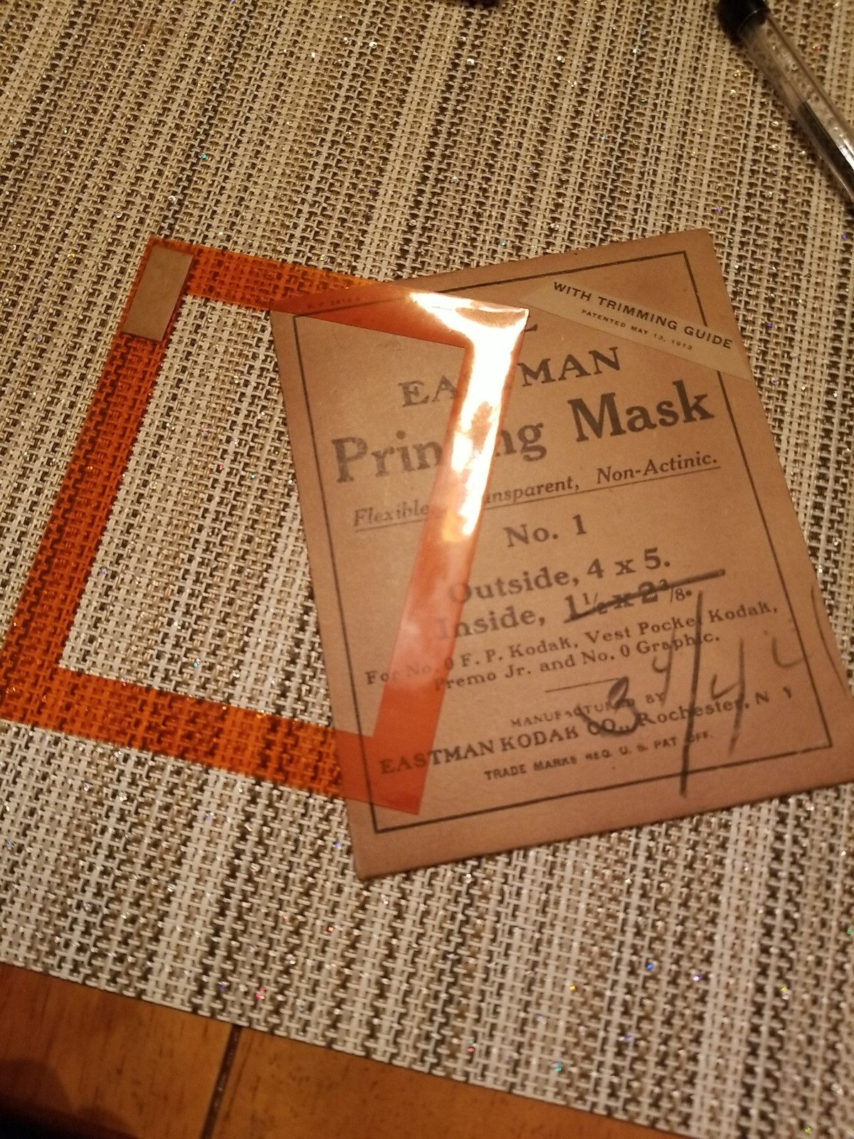 1913 VINTAGE KODAK PRINTING MASK No. 1 film negatives