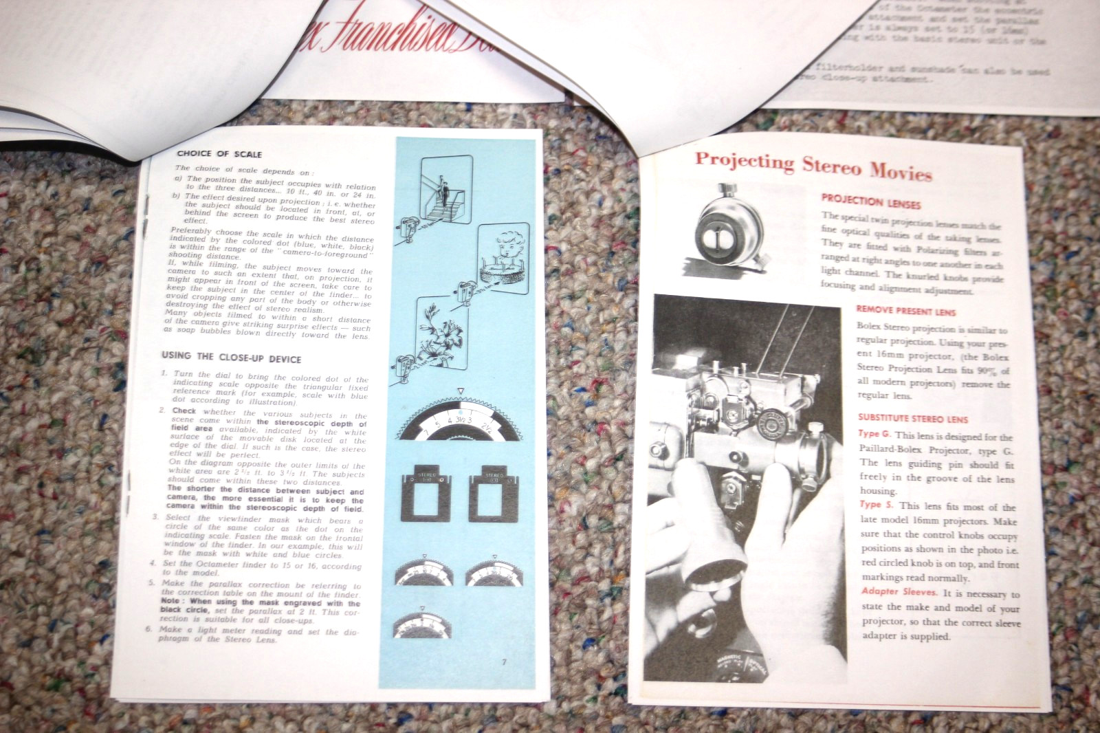 4 – Bolex STEREO Camera / Projector Information, Instructions, Manuals