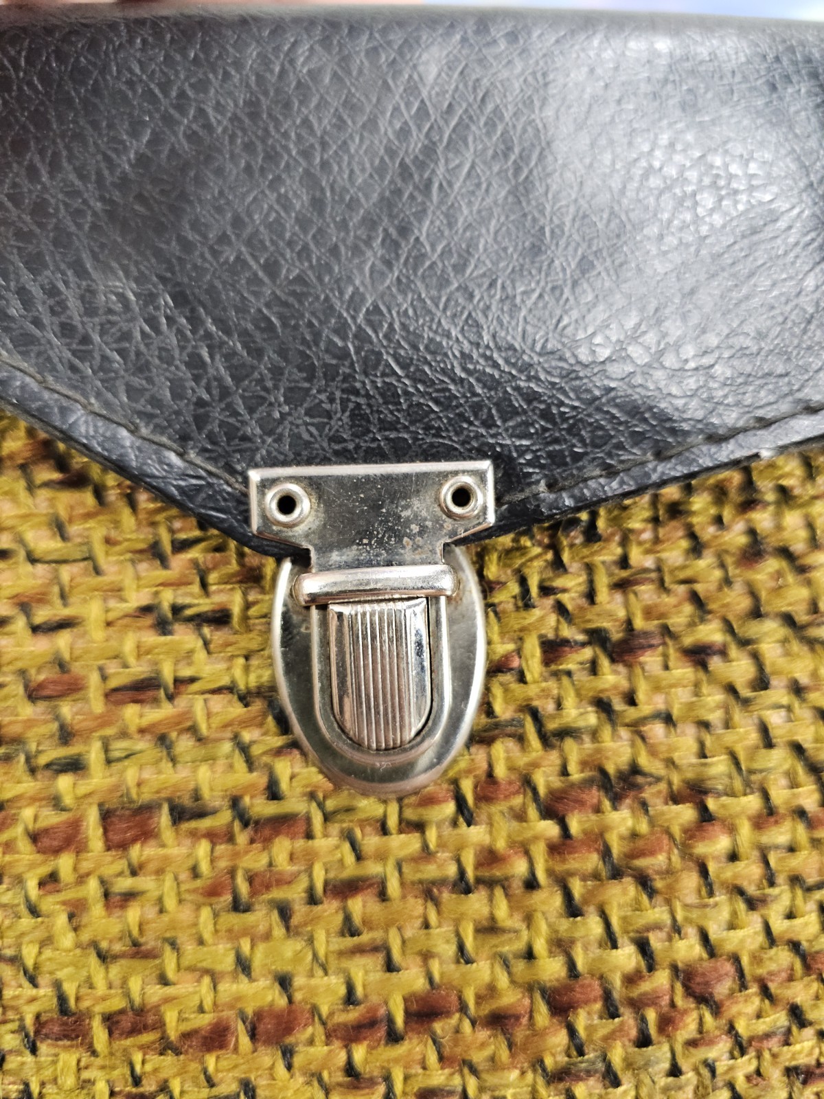 Vintage Brown Tweed Weave Shoulder Small Camera Bag W/clasp