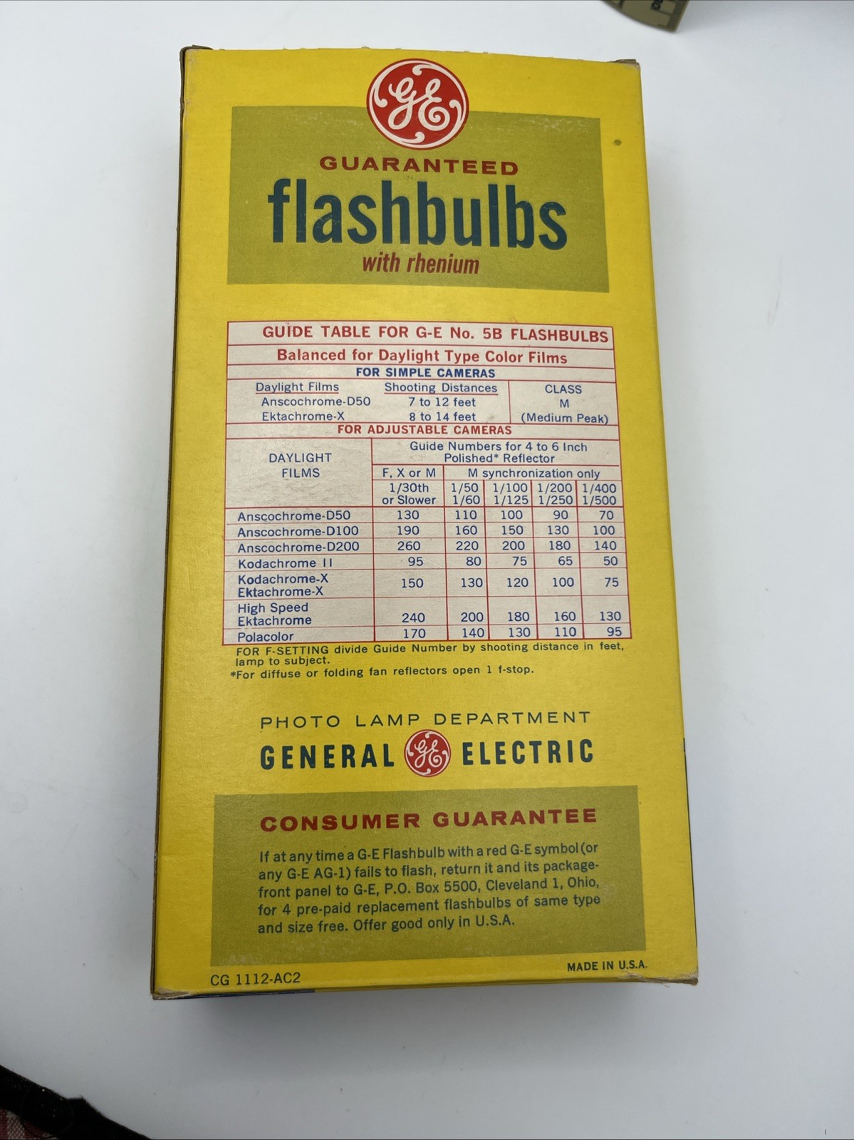 Vintage GE #5B Flashbulbs 12 PACK New Old Stock