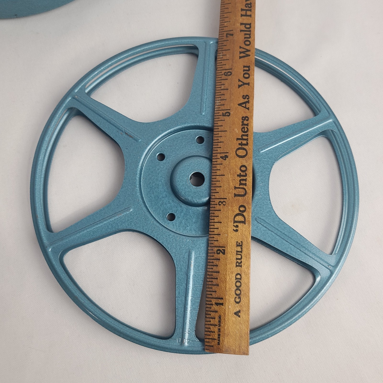 Compco Corp 8mm Film Reel in Metal Cannister Can Case Light Blue Vintage Movie