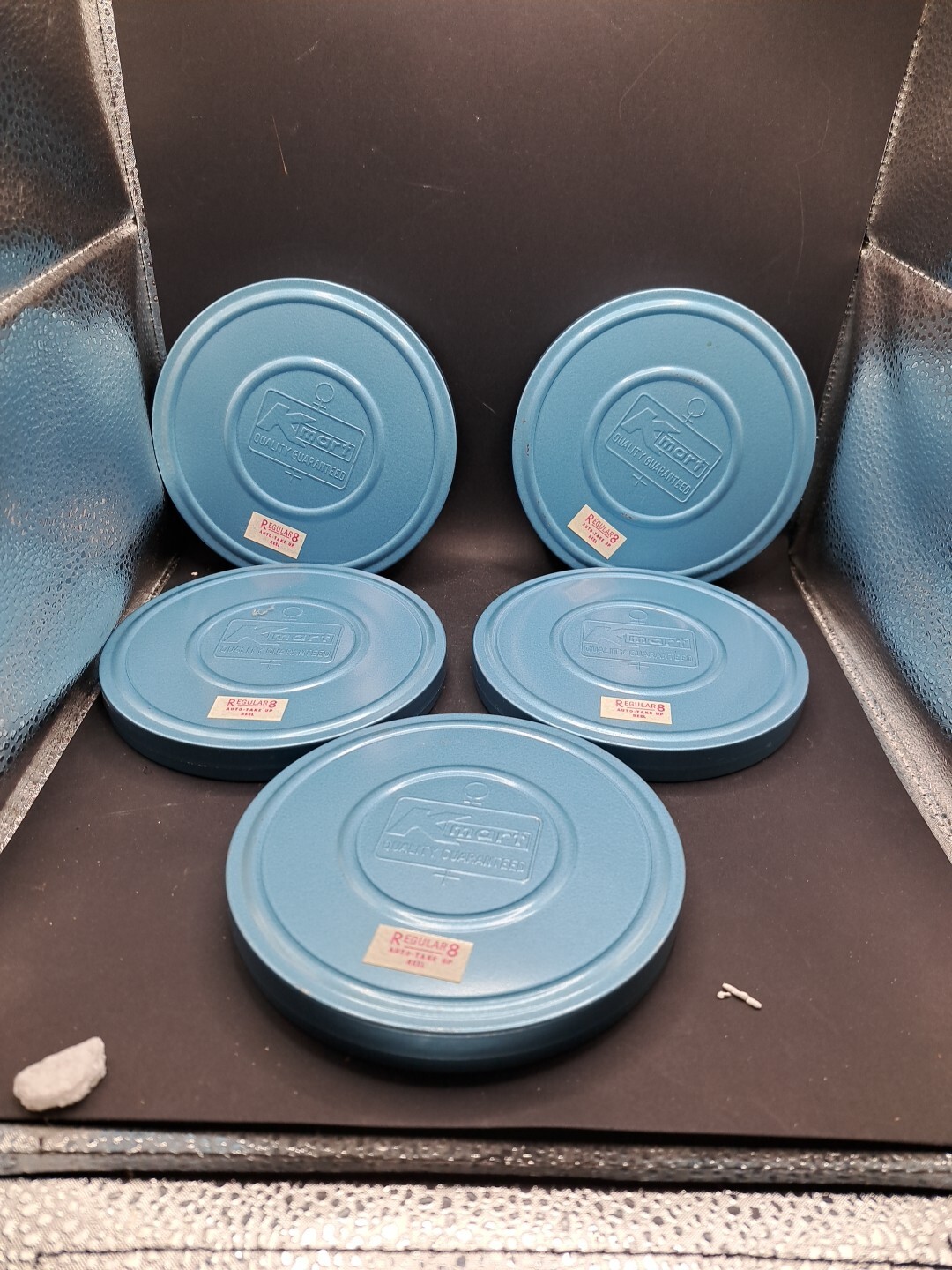Vintage Kmart Metal Reel Storage Film Case Box Regular 8 Auto Take Up Reels