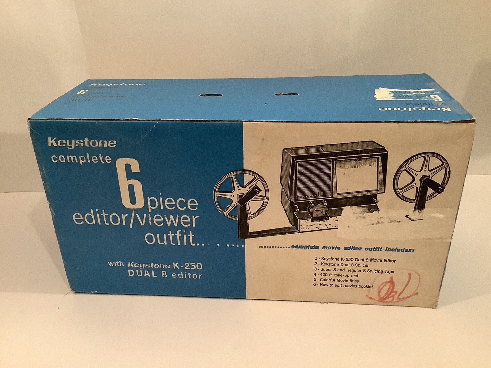 VINTAGE KEYSTONE K-250 EDITOR VIEWER OUTFIT IN ORIGINAL BOX FOR PARTS OR REPAIR