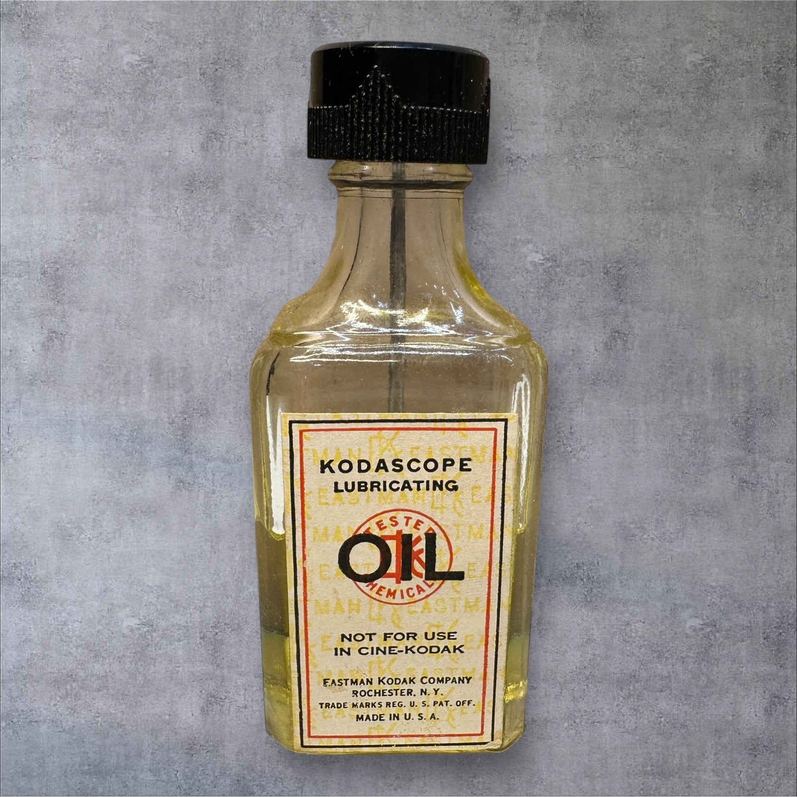 Eastman Kodak Kodascope Lubricating Oil Vintage Glass Bottle Box