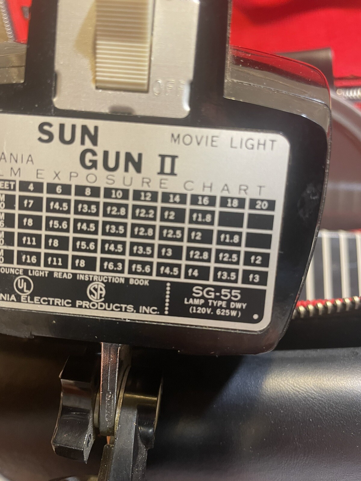 Vintage Electric Sun Gun II 2 Movie Light Sylvania SG-55 Vintage W/ Leather Case
