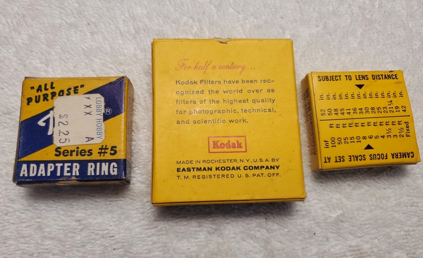 Kodak Filter Series 5, Kodak Close-Up Attachment #6A, Tiffen Adapter Ring #5