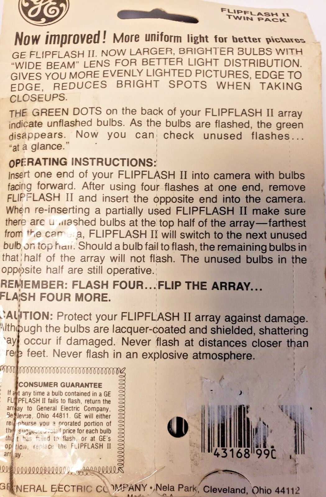 GE Flip Flash II Twin Pack 16 Bulbs Flash Packs For Flip Flash Cameras NOS