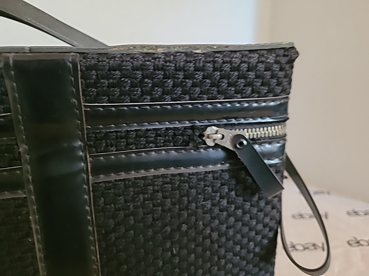 Zippered Camera Accessory Case 1950’s Black Box Bag with carrying strap Rainbow