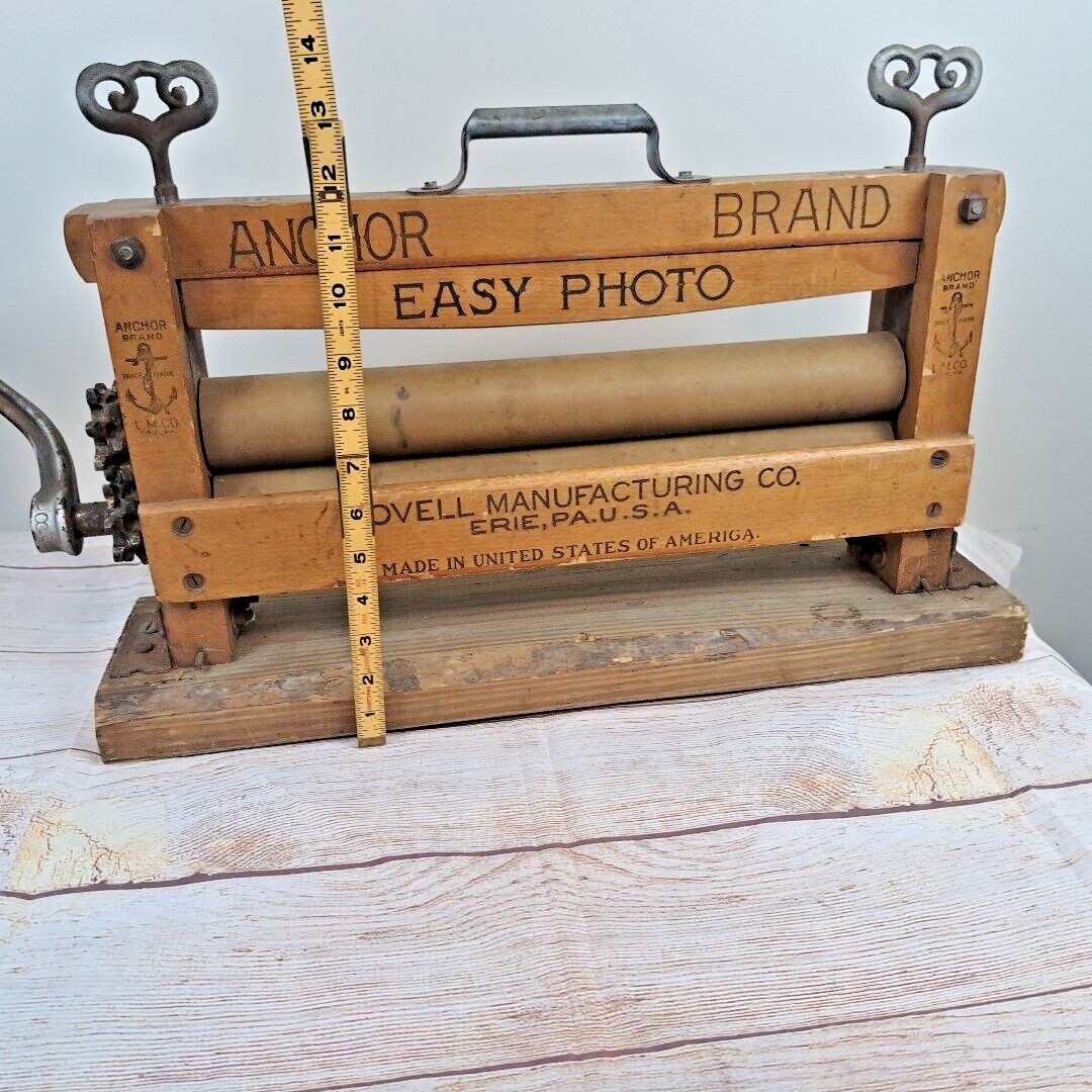 Antique Anchor Brand Easy Photo Wringer 316 Hand-crank Primitive Lovell Erie PA