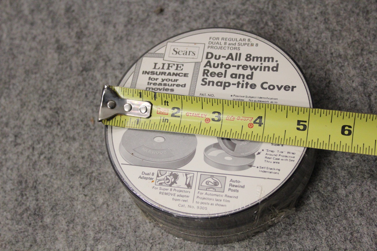 Vintage 6-pack 8mm take up reel film can Sears Roebuck Co 200ft 8mm or Super 8