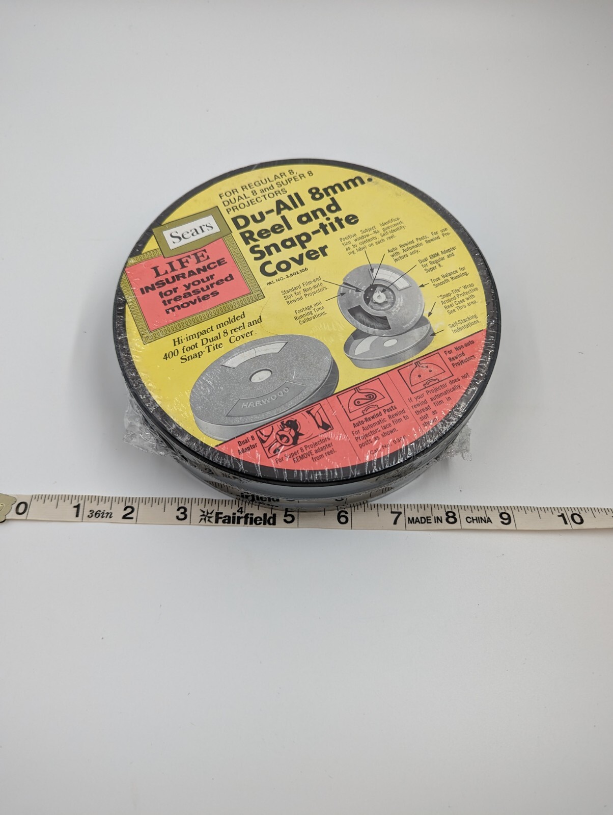 Vintage Sears Du-All 8mm. Reel and Snap-tite Cover #9306 400ft. Auto-Rewind NEW