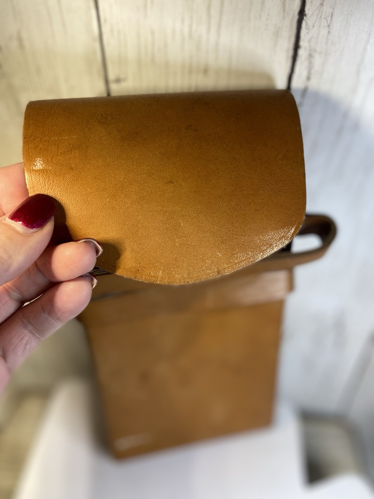 Antique Old Camera Case Paloroid Leather Folding Brown Original