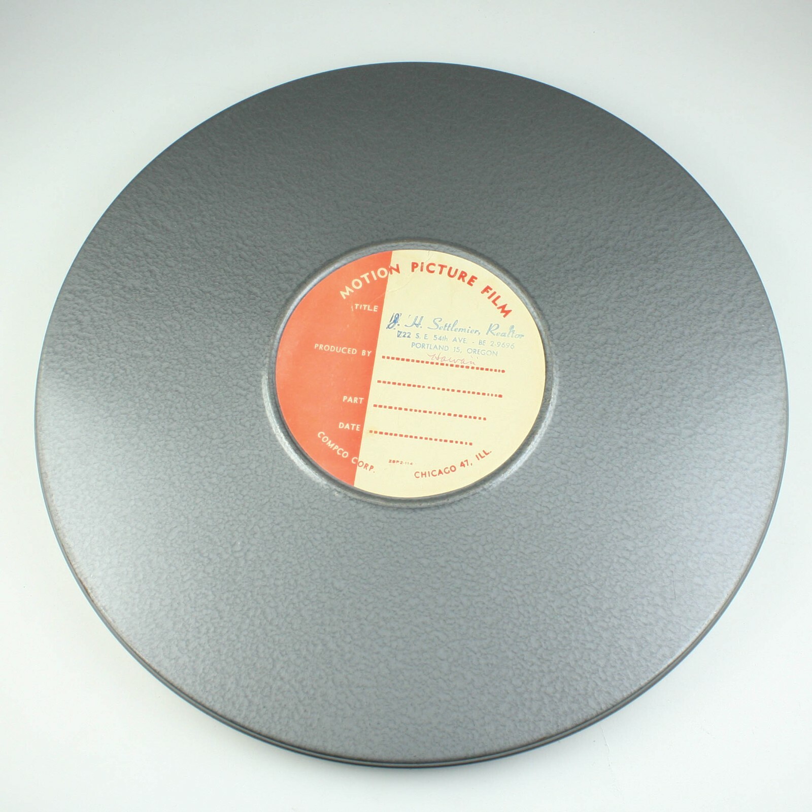 LARGE 1600 ft 16mm Homemade Movie + Reel + Canister – Compco 1950’s Hawaii