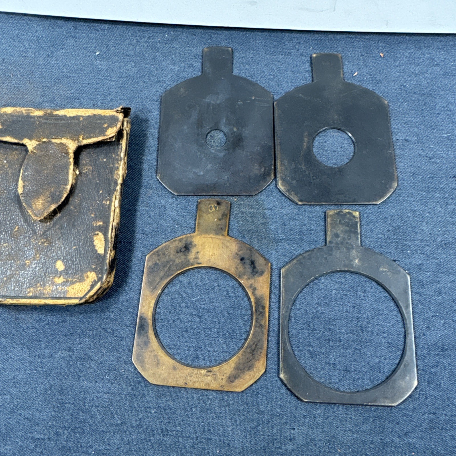 53mm Set of 4 Brass Waterhouse Stops for Petzval Lens in Leather Case