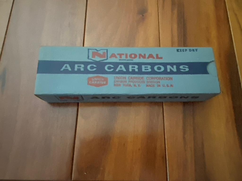 Vintage 50 National Union Carbide Corp Arc Carbons Box 6MM x 9″ Cored Negative