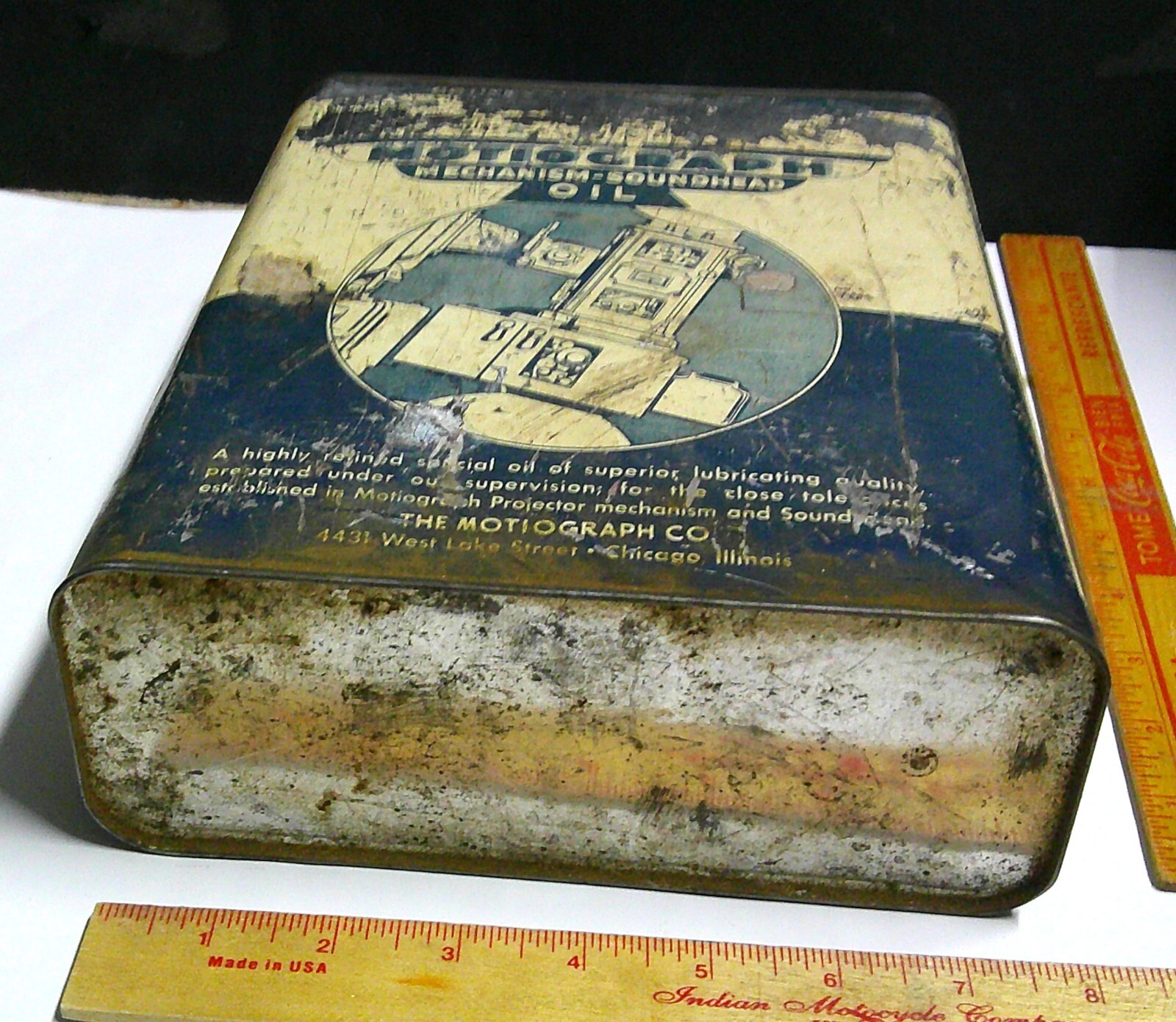 Motiograph oil can vintage 1 gallon old movie projector collectible memorabilia