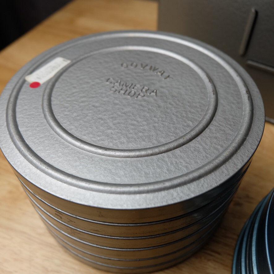 Vintage Brumberger Metal 8mm Film Case w/ 12 Empty 5″ Diameter Reels