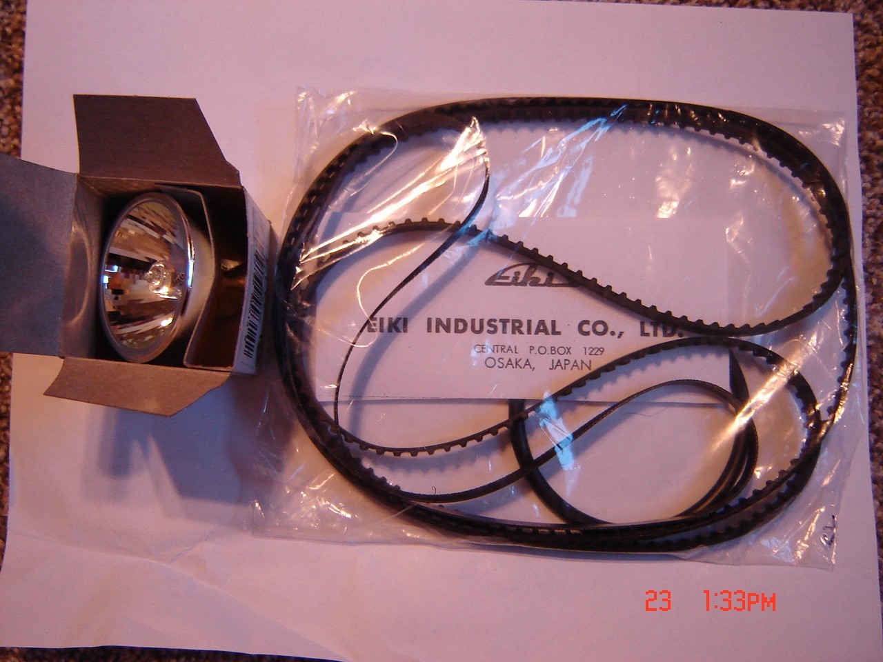 EIKI EX-300SL 16mm Projector Belts & 1 Lamp * TO SER #3557, 4 Belts & 1 Lamp