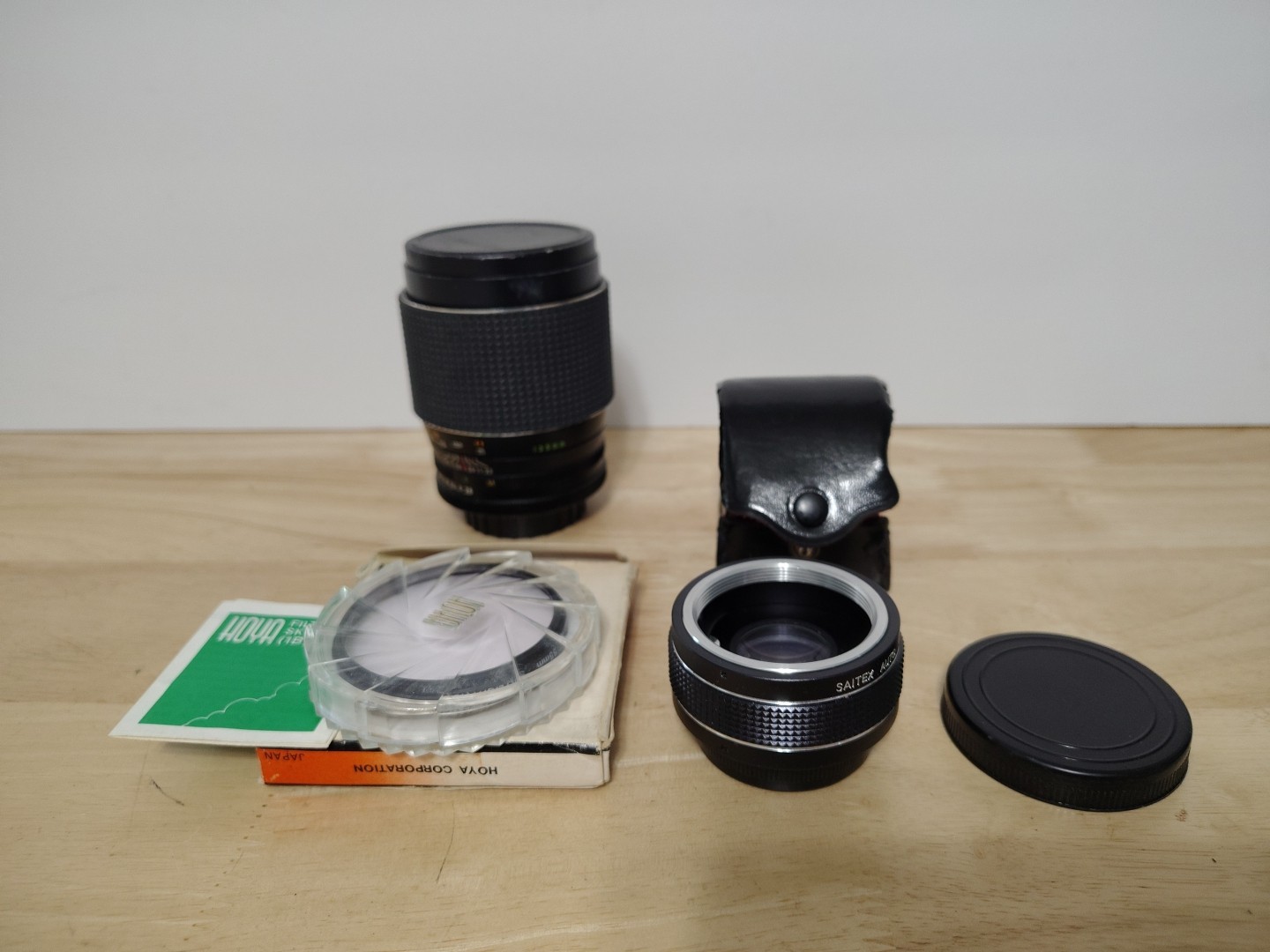 Vintage Photography Camera Japan 55 mm Lens, Hoya Filter 1B, Saitex Telecoverter